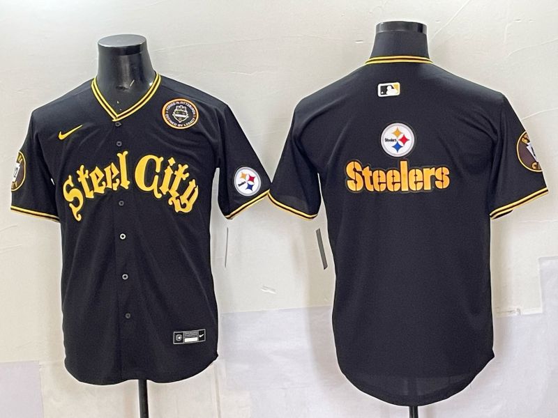 Men 2025 Nike Pittsburgh Steelers Blank Black Limited NFL Jersey style 0066